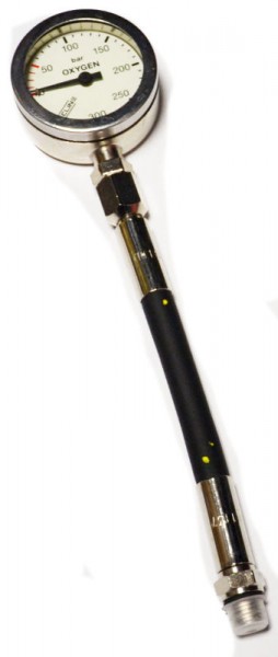 Tecline Finimeter (52 mm) Oxygen 300BAR inkl. 15cm HD-Schlauch