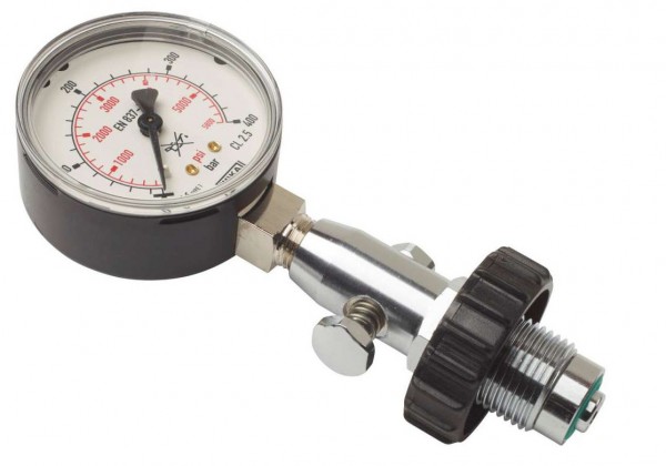 OMS Flaschenprüfmanometer 300 Bar mit Druckentlastung